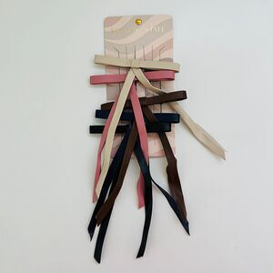 SUNDAY STATE Multi Color Faux Leather Hair Bow Ribbon Barrettes, Set of 5